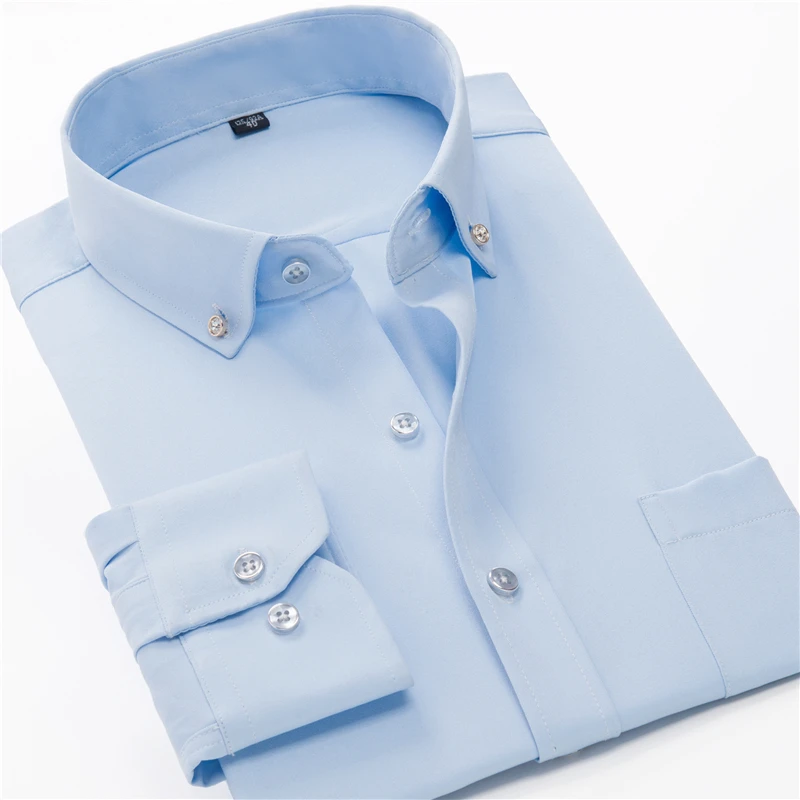 

Men and women can wear fashionable slim solid color long-sleeved shirt 2021 spring classic brand crystal button casual shirt