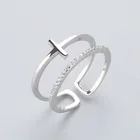 Женское Двухслойное кольцо с фианитом, регулируемое кольцо на палец с кристаллами, Ювелирное Украшение для вечеринки, 2021
