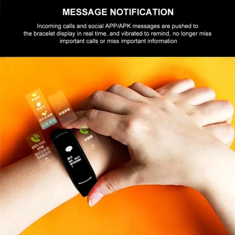 

Smart Bracelet Colorful Screen Blood Pressure Heart Rate Monitor Fitness Tracker IP67 Waterproof Bluetooth Sport Smartband