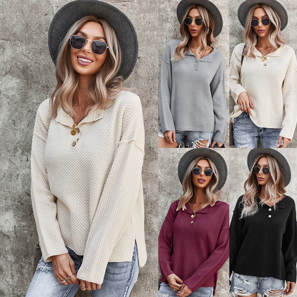 

Autumn Stylish Elegant White Sweater for Women Winter Warm Loose Knitted Pullover Tops Button Cardigan Jumper Women's Clothing
