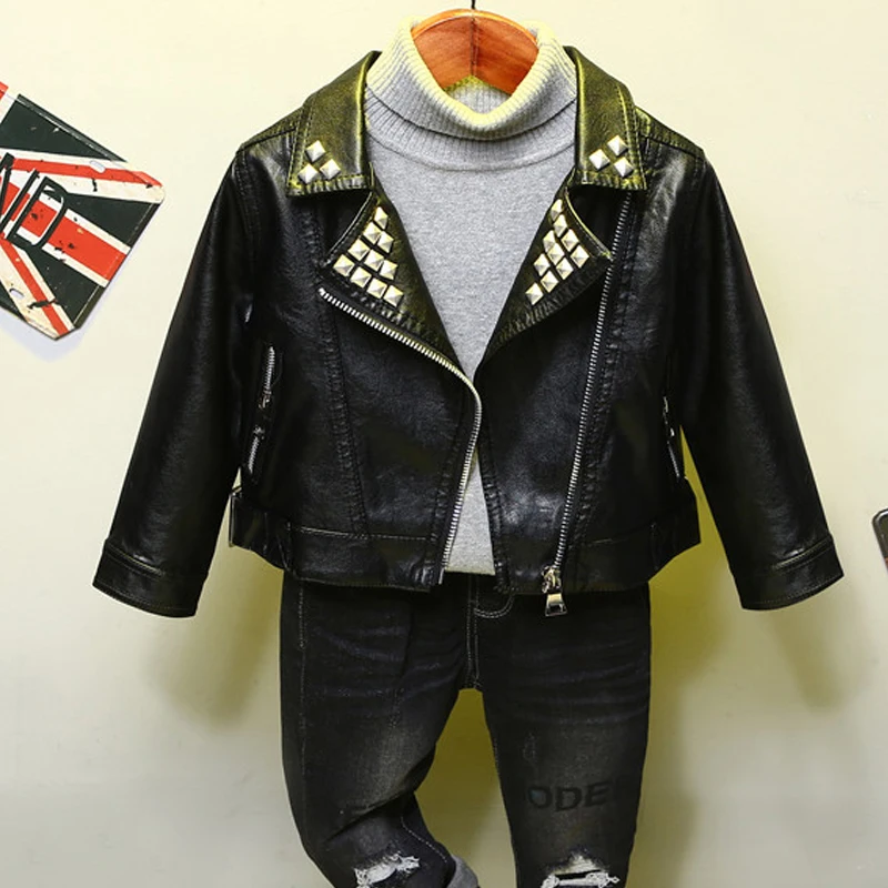 Осенняя детская куртка из искусственной кожи весенний дизайнерский кардиган с