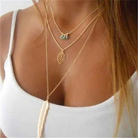 fashion charm jewelry multilayer choker statement bib pendant necklace chain