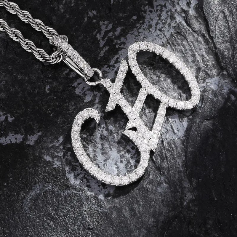 TOPGRILLZ Custom Name Iced Out Tennis Chain Letters Pendants Necklaces Men's Charms Zircon Hip Hop Jewelry With 4mm | Украшения и