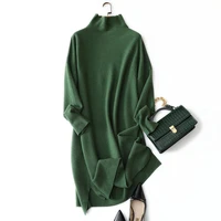 new style warm long sleeve womens oversized turtleneck 100 cashmere sweater dress for winter