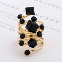punk antique black crystal stone opening gold rings set for women men adjustable gothic statement party jewelry %d0%ba%d0%be%d0%bb%d1%8c%d1%86%d0%b0 2022
