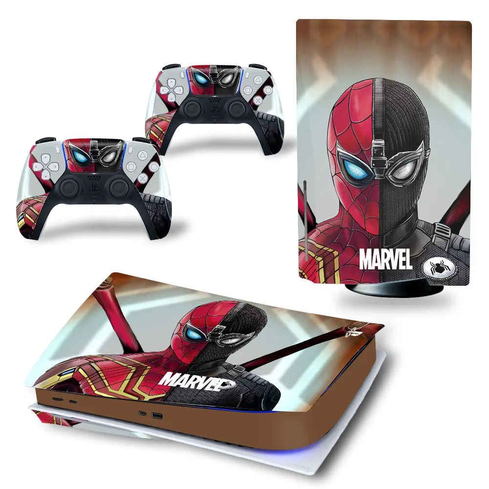 Наклейка на диск Marvel Железный человек PS5 для консоли PlayStation 5 и 2 контроллеров