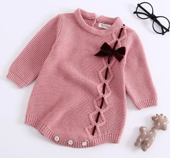 B83H27 Pink Осенне-весенняя одежда для новорожденных девочек, вязаные комбинезоны, детская одежда с кисточками, вязаный свитер, детский комбинезон - Цвет: B83H27 Pink