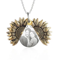 vintage customized open locket sunflower necklace engraved you are my sunshine necklace for family bff jewelry wholesale