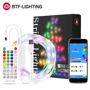 Рождественская музыкальная гирлянда WS2812B, светодиодная гирлянда, светодиодная гирлянда RGBIC, с возможностью выбора цвета снов, Bluetooth, Рождественское украшение, световая полоска USB5V