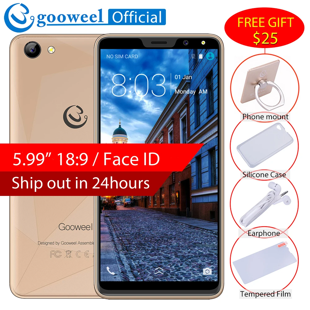 Gooweel M5 Plus 5 99 дюймов 18:9 ips дисплей смартфон Лицо ID разблокированный мобильный