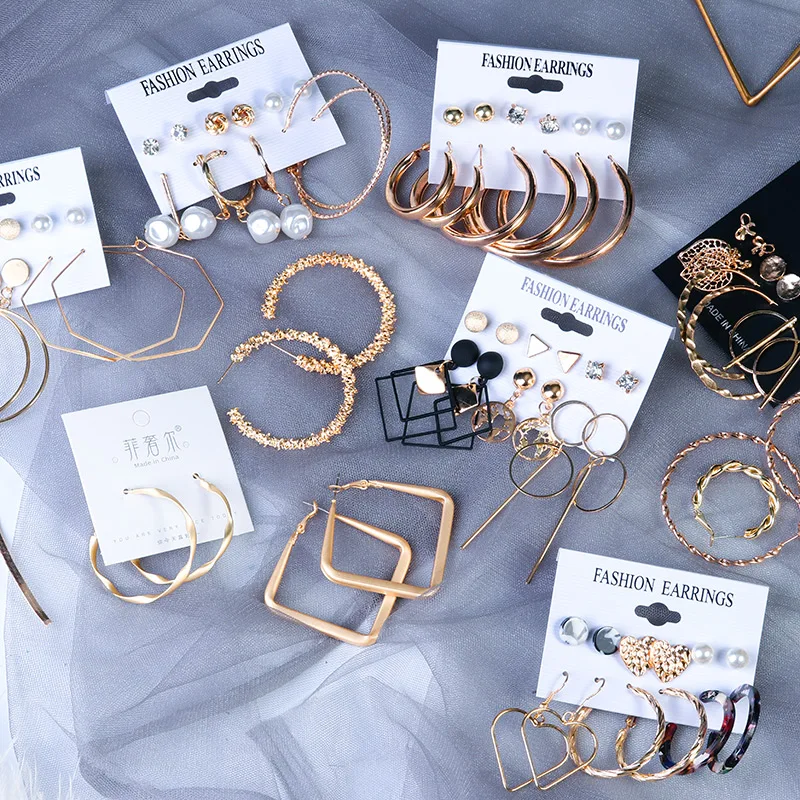 Женские винтажные серьги кольца с большим кольцом простые золотые круглые