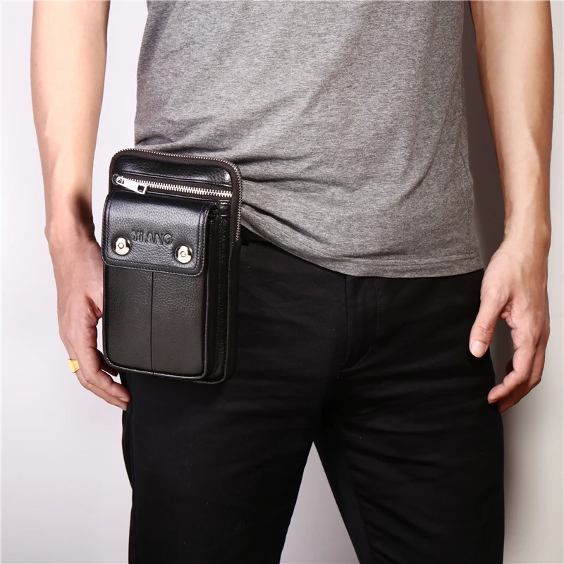 YIANG брендовая мужская многофункциональная сумка на ремне из натуральной кожи