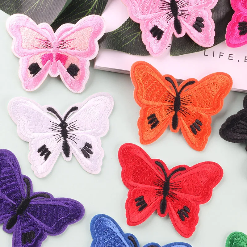 Новинка мультяшная Милая Вышивка бабочки тканевая наклейка сделай сам полосатая