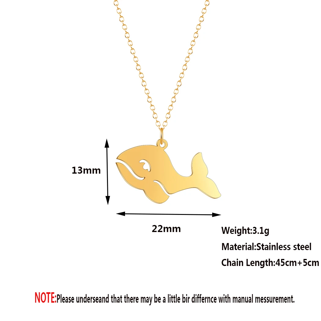 Ожерелье QIMING для женщин и мужчин милое украшение в виде дельфина из нержавеющей