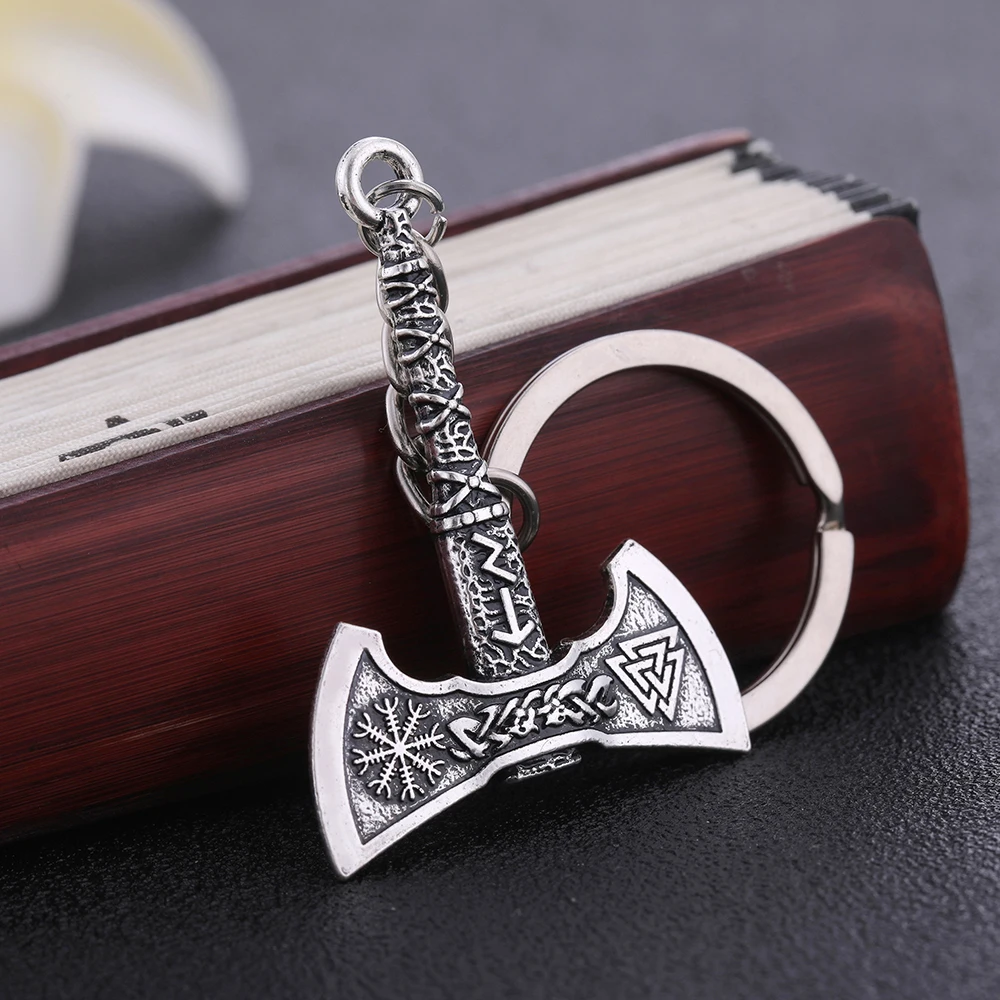 

Fishhook Viking Keychain Punk Gothic Axe Vicca Talisman Slavic Irish Knot Pagan Amulet Pendant Key Chain For Man Gift jewelry