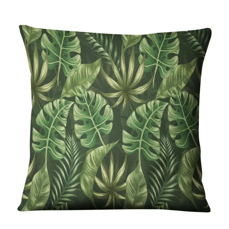 Наволочка с рисунком зеленых листьев декоративная искусственная наволочка
