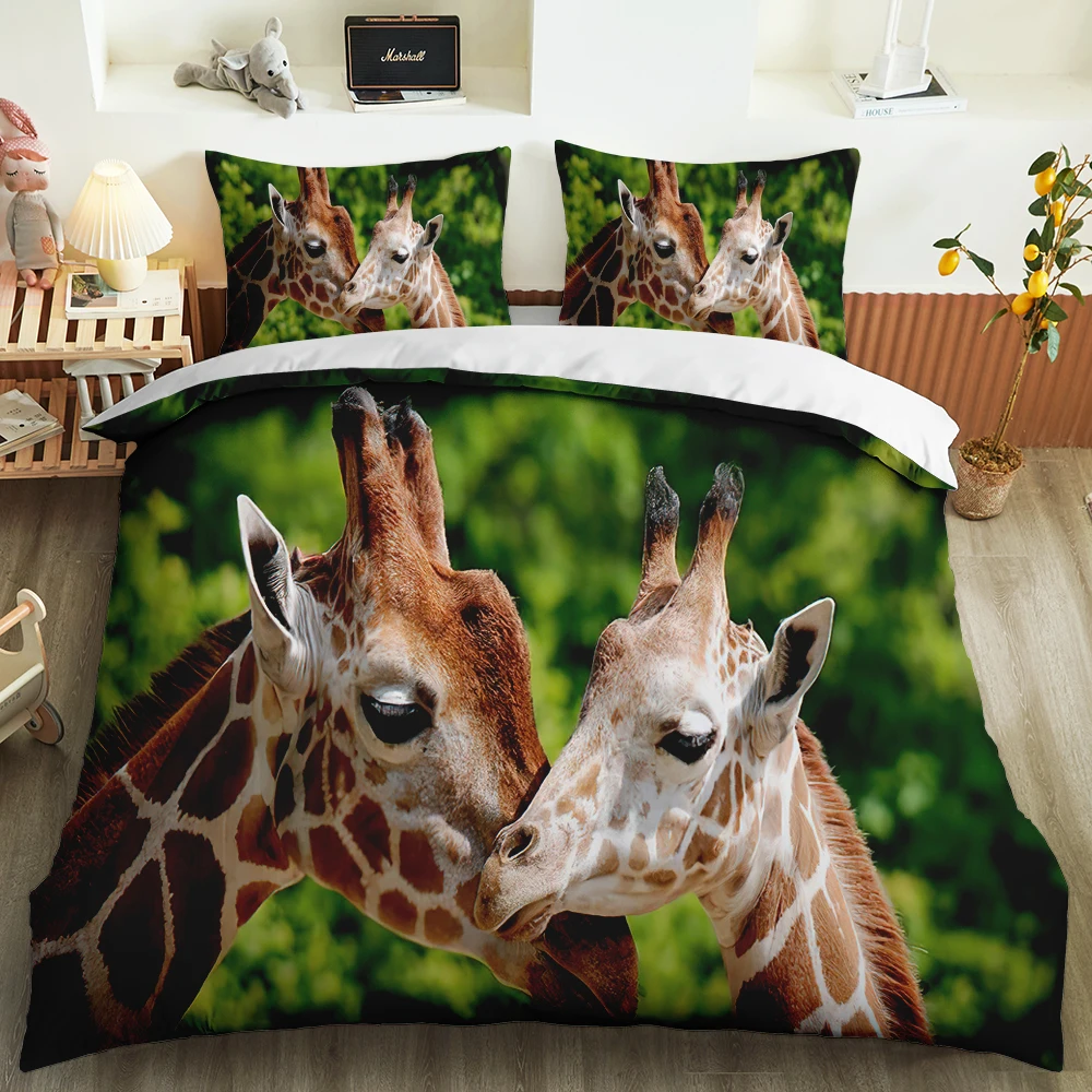 

Custom Queen King Single Bedroom Home Decor Pillowcase Soft Duvet Cover Jungle Wild Animals Bedding Set 3D Print Panda Bed Set