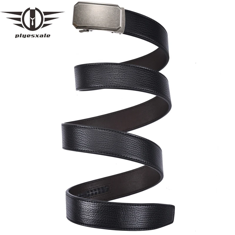 

Plyesxale Brand Fashion Automatic Buckle Brown Black Genuine Leather Belt Men's Belts Cow Leather Belts for Men 3.5cm Width B158