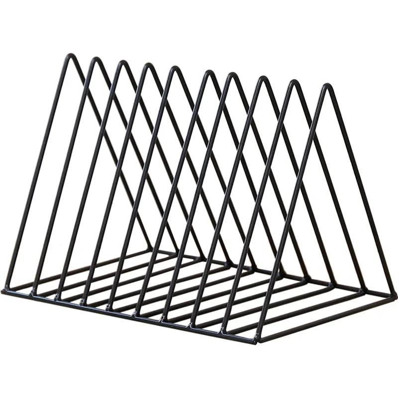 

Iron LP record rack triangle book magazine rack wrought iron decoration creative office file desktop storage organizer