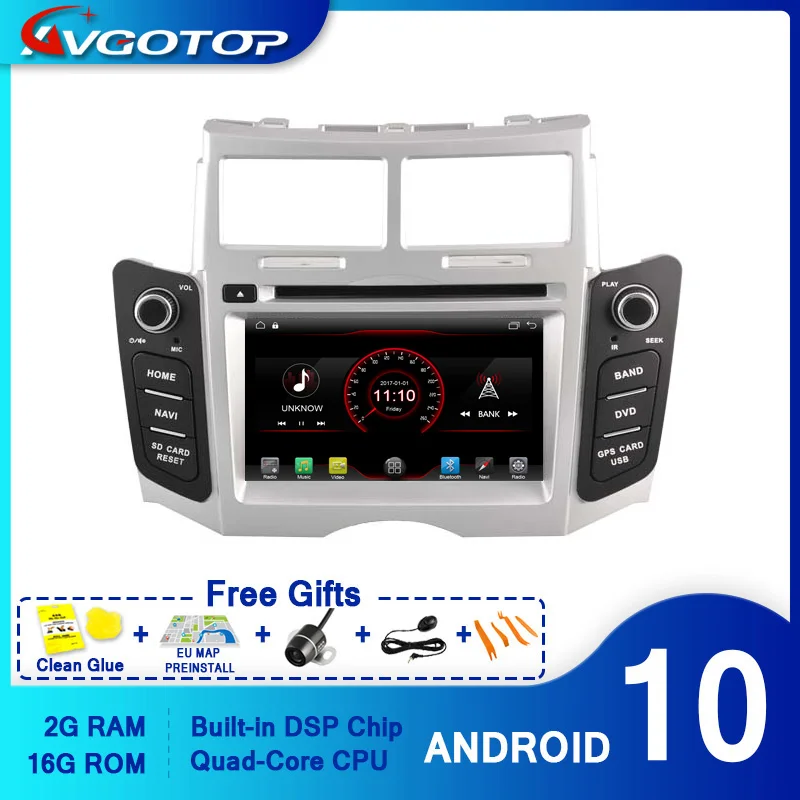 Автомагнитола AVGOTOP мультимедийный проигрыватель с Android 10 WINCE Bluetooth GPS 2 Гб ОЗУ 16 ПЗУ
