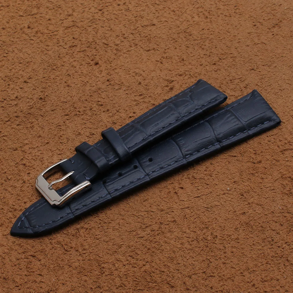 Ремешок из натуральной кожи для мужских часов пряжка с язычком наручных темно
