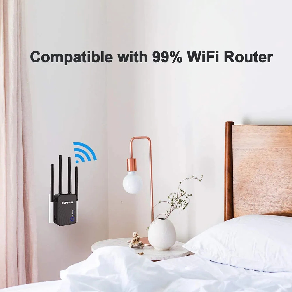 Расширитель Wi Fi 5 ГГц 1200 Мбит/с крышки усилителя 1500Sq.ft Беспроводной диапазона
