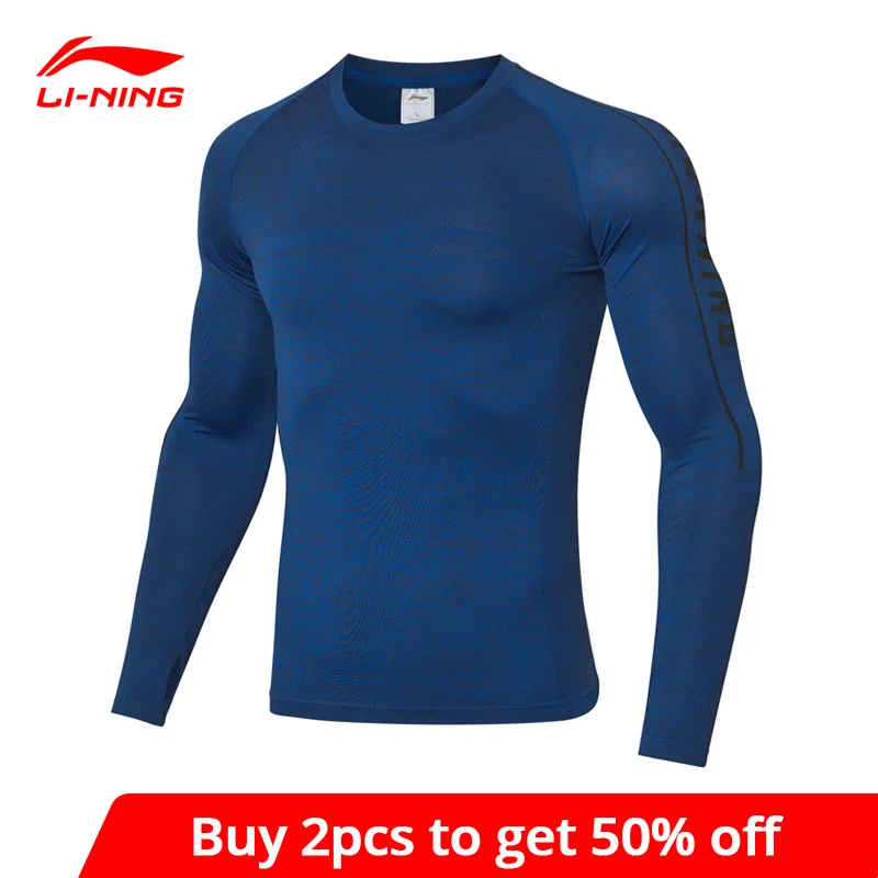 Футболка Li Ning Мужская для бега базовый слой облегающая Спортивная майка с