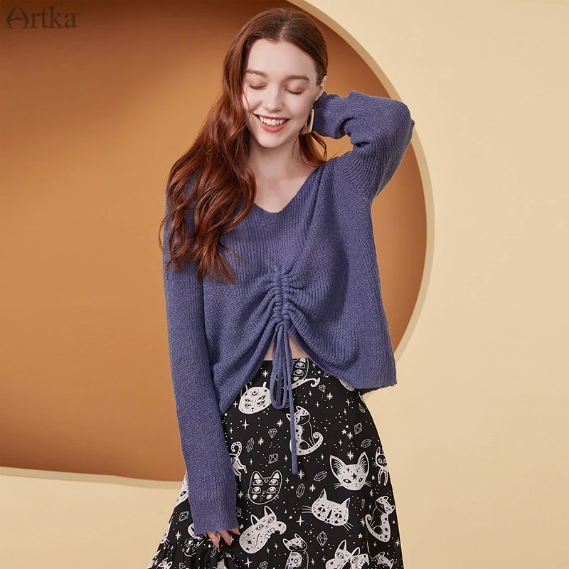 ARTKA 2020 осенний Новый женский свитер 6 цветов Элегантный шерстяной трикотаж с