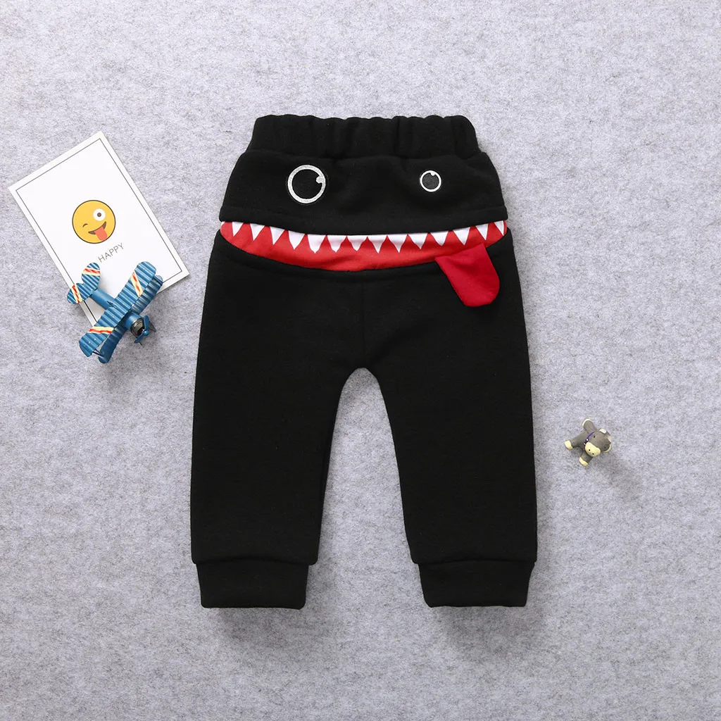 Мультяшные брюки с языком акулы детские для мальчиков и девочек бархатные милые