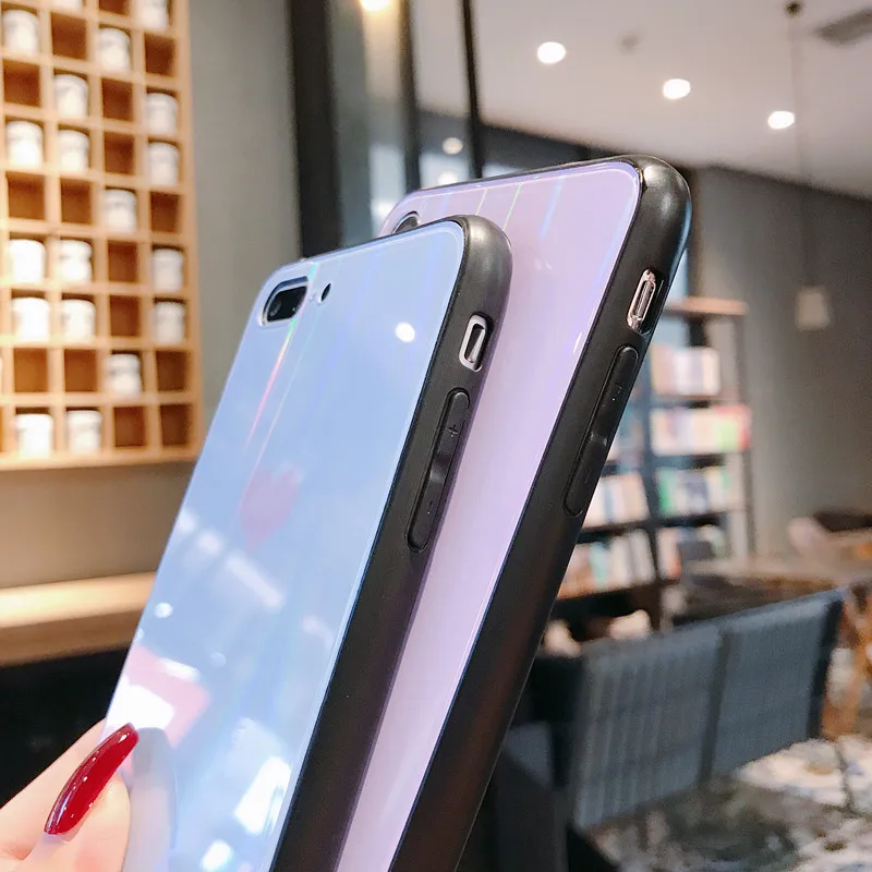 Aurora love для iPhone Xs MAX XR X чехол из закаленного стекла ПК 6 6s 7 8 Plus задняя крышка honor 8X