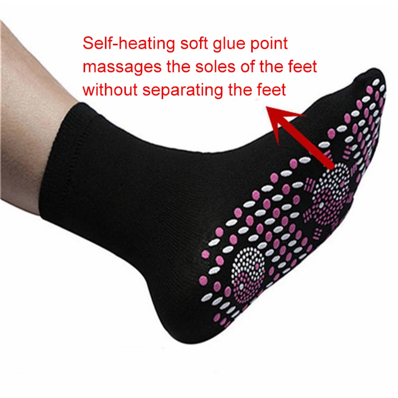 Новые нагревающиеся носки с массажными точками на подошве, противоскользящие, зимние, теплые, с изоляцией от холода, выше щиколотки, для холодных ног.