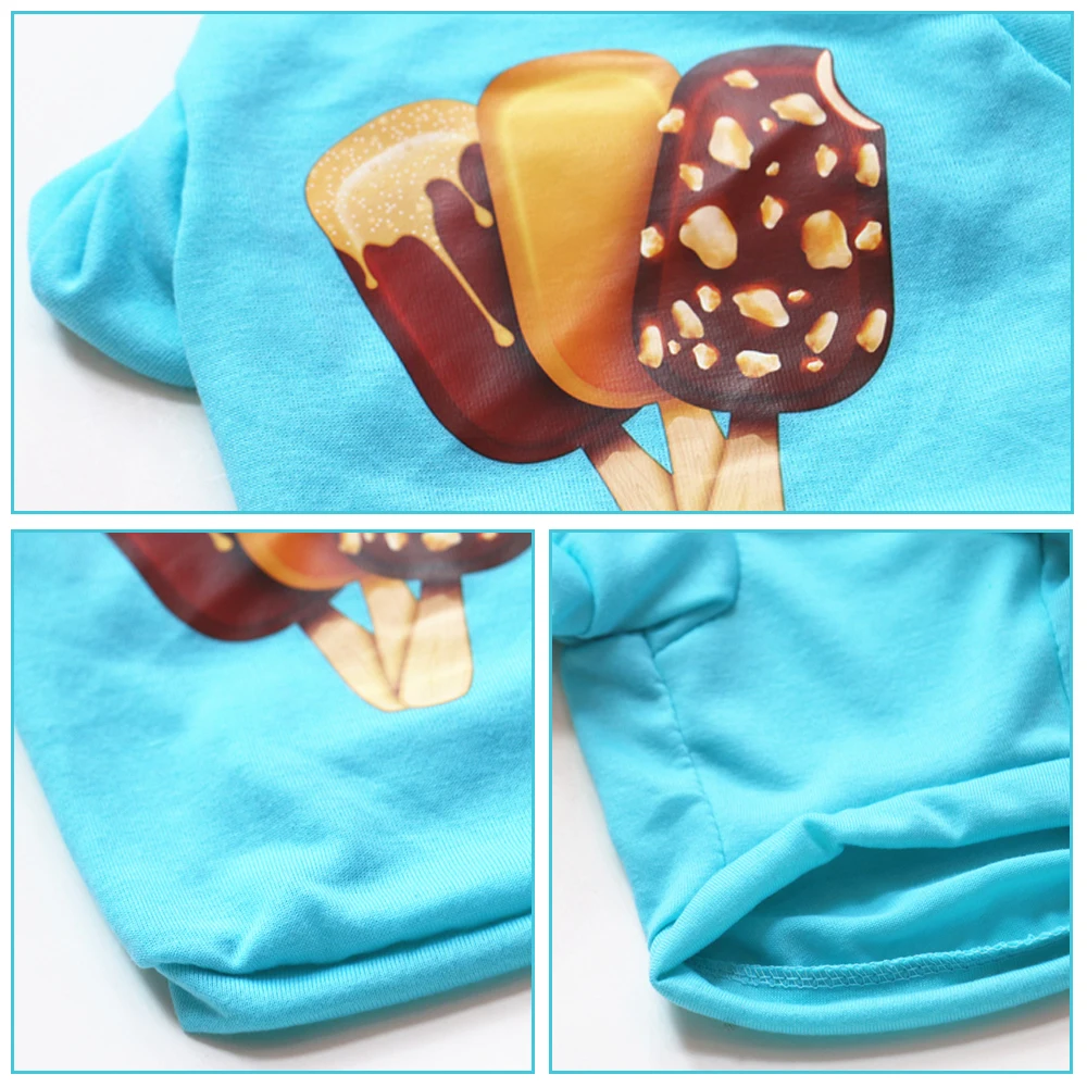 Милая синяя футболка с мороженым летняя майка для собак костюмы домашних