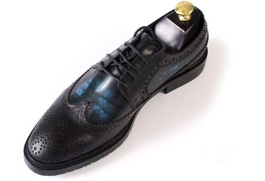 Borgues/Брендовые мужские резные Оксфордские туфли сезон весна-лето черные дышащие