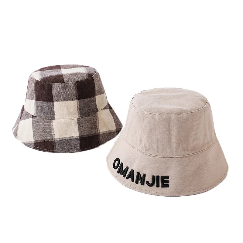 

hat female South Korean spring and summer outdoor leisure flat top basin hat embroidered letter sunshade