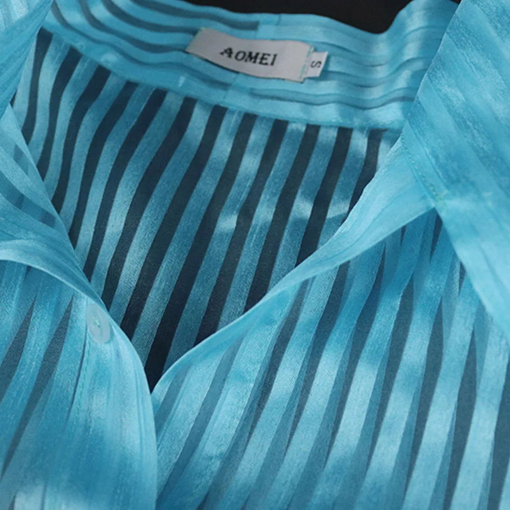 

Office Lady Plus Size Shirt Spring Autumn The New Fashion Loose Simple Designer Thin Best Sellers Puff Sleeve Bow Tie Stripe