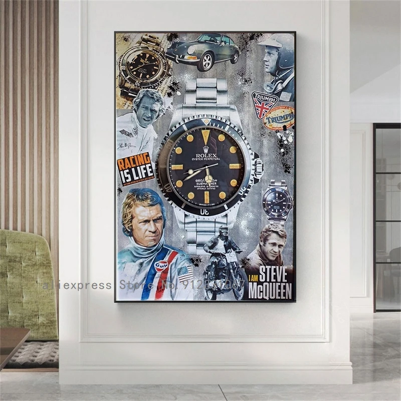 Роскошные часы поп-плакат на стену гонки жизнь печать холсте абстрактная картина