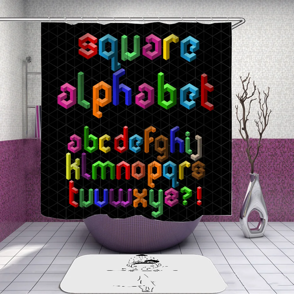 Лидер продаж набор для ванной комнаты с 3D-принтом и надписью занавеской душа