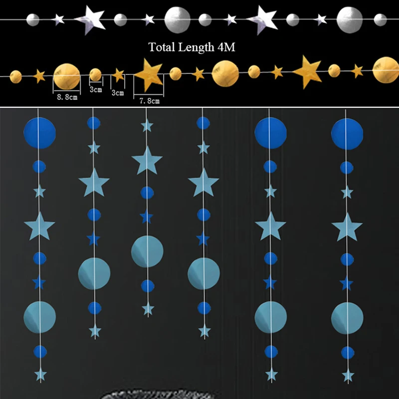 4 м мерцающие снежинки бумажные гирлянды подвеска рождественские украшения