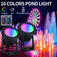 led underwater flood light 10w 12v rgb multi color adjustable waterproof spotlight fountain light 16 color changing