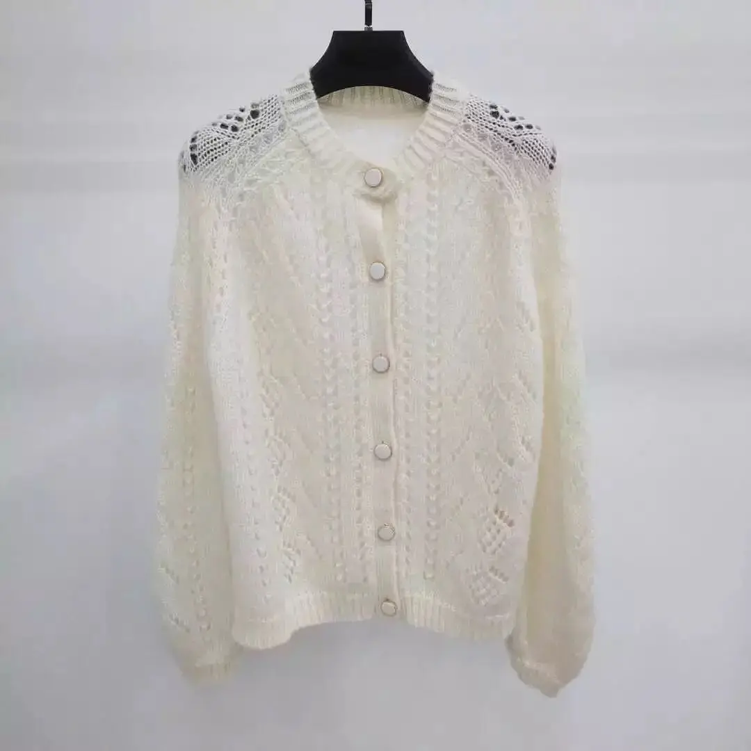 Женский мягкий мохеровый кардиган однобортный однотонный трикотажный свитер с