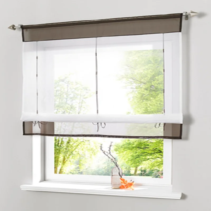 Короткие тюлевые Шторы для кухни прозрачные Занавески Из вуали тканевые шторы