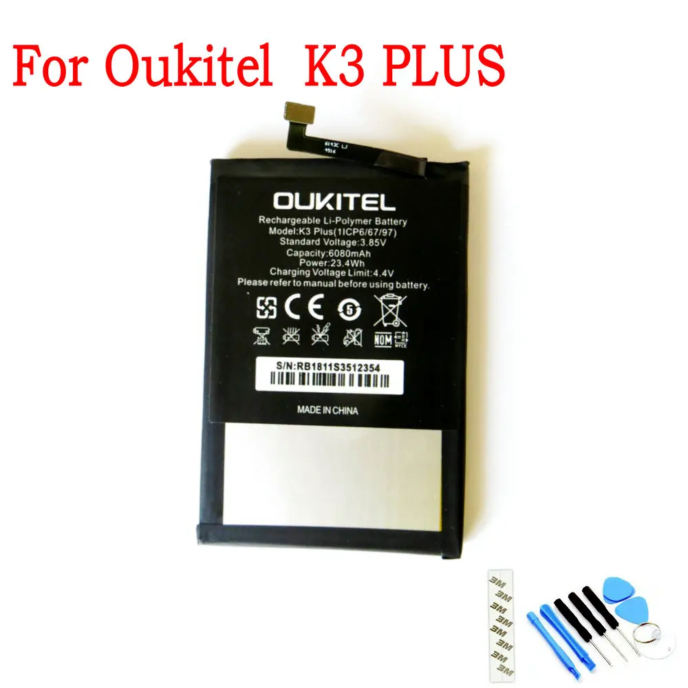 Новый оригинальный аккумулятор 3,8 в 6080 мАч для Oukitel K3PLUS K3 PLUS 5,5 дюймов MTK6750T мобильный телефон