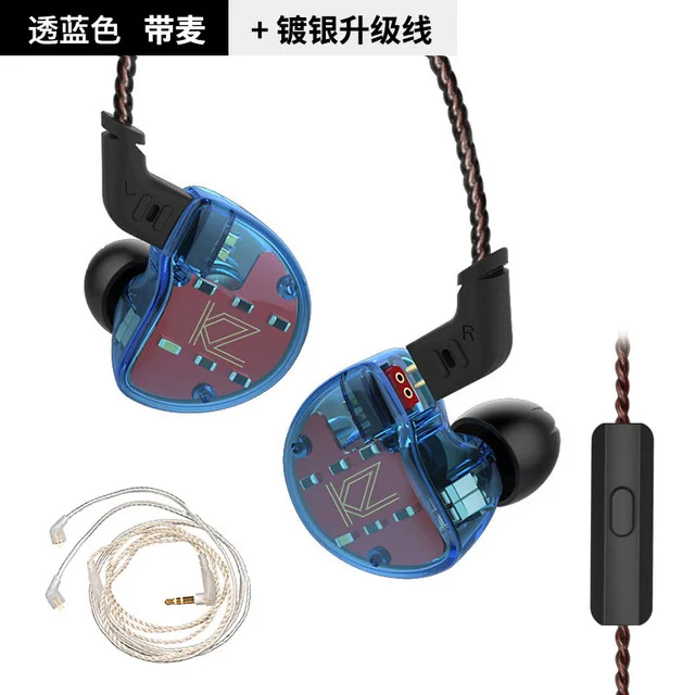 KZ ZS10 наушники 4BA+ 1 DD гибридные наушники в ухо HIFI бас гарнитура DJ монитор наушники KZ ZS6 AS10 ZST ES4 ED16 BA10 - Цвет: blue mic silver