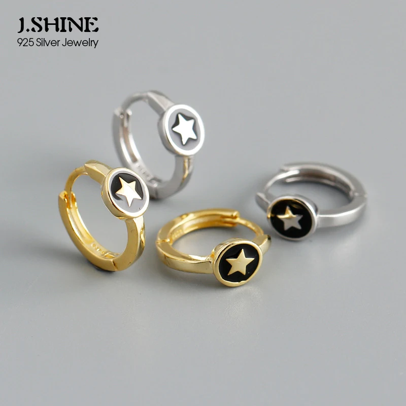 

Серьги-кольца JShine в виде пентаграммы из стерлингового серебра 925 пробы, маленькие модные ювелирные украшения для пирсинга с капельным масло...