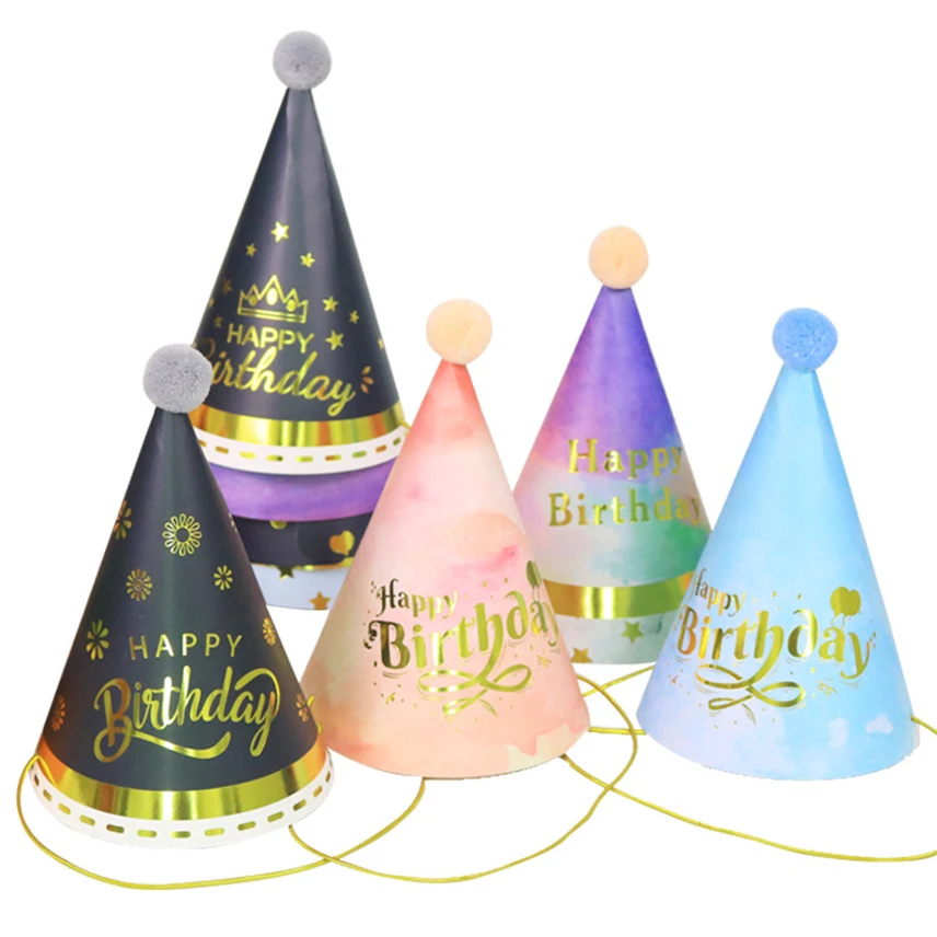 

Birthday Hats Kids Boy Girl Bronzing Birthday Paper Cap Party Decoration Baby Shower Happy Birthday Decoration Party Supplies