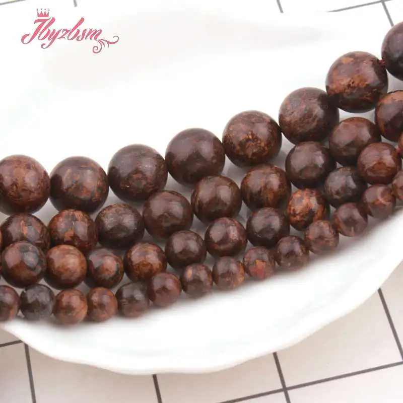 Круглые Бусины Из бронзита Гладкие бусины из натурального камня 8 10 12 мм для