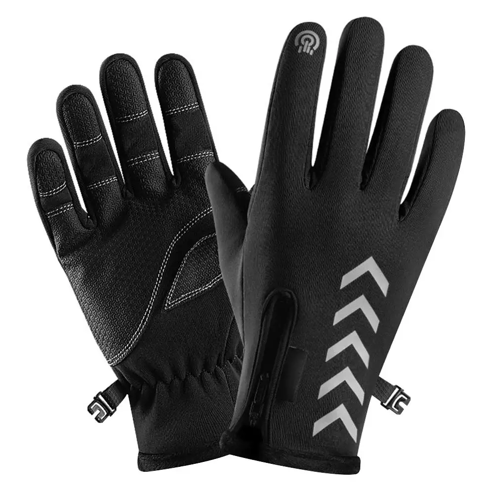 

Men Women Running Gloves Autumn Winter Waterproof Non-Slip Touch Screen Night Riding Cycling Reflective Strip Gloves M L XL XXL