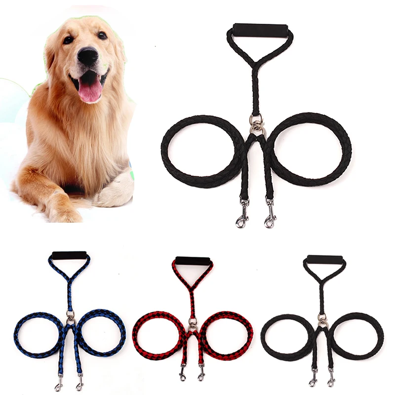 Двойной поводок для собак среднего и большого размера вращающийся на 360 градусов
