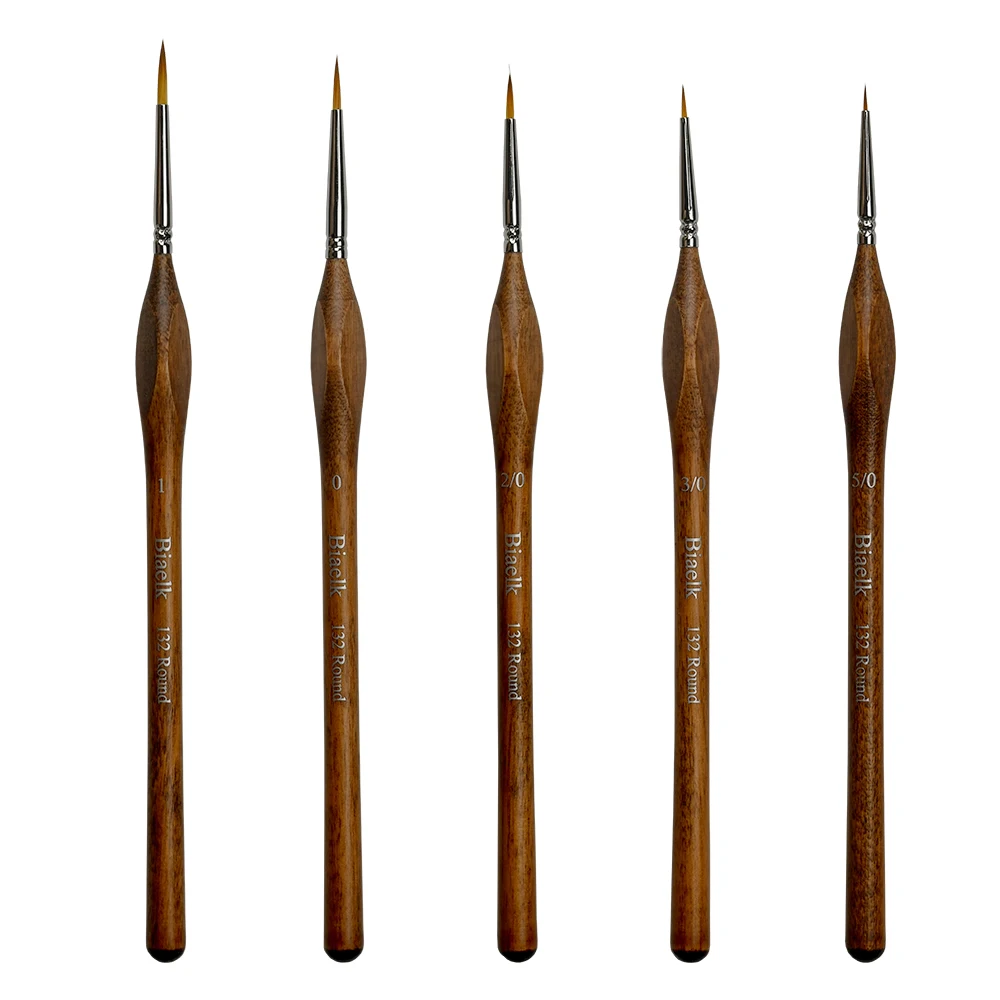 

5PC/Set 132Round High Quality Taklon Hair Wooden Handle Watercolor Acrylic Artist Art Supplies Paint Brush