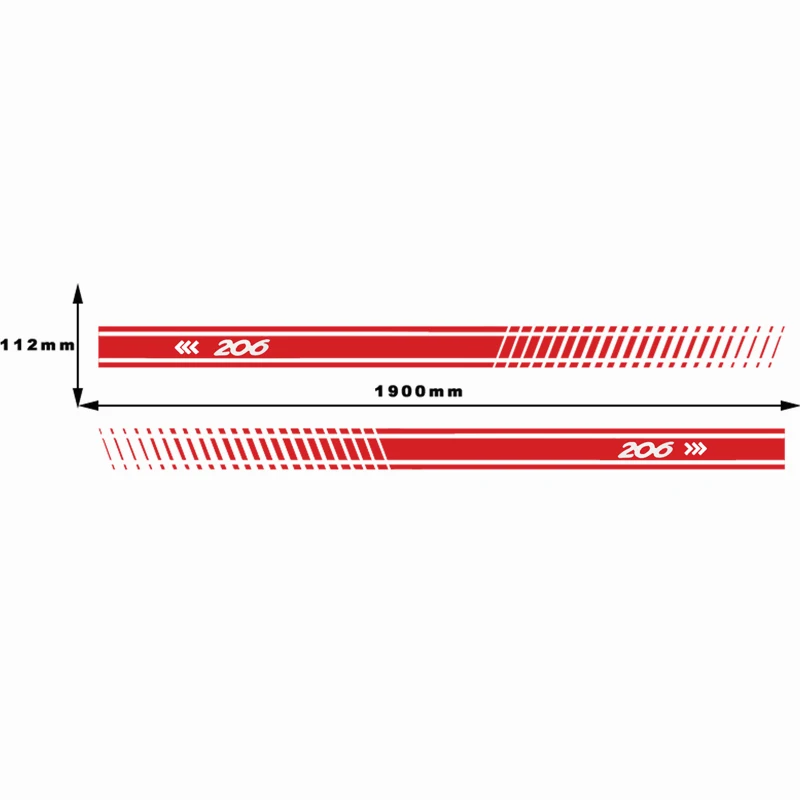 Стильная наклейка на кузов автомобиля Виниловая гоночную полоску для Peugeot 206